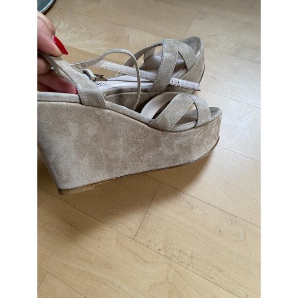 New La Canadienne platform wedge sandals taupe BNWT sz 38 Spain - Picture 7 of 7